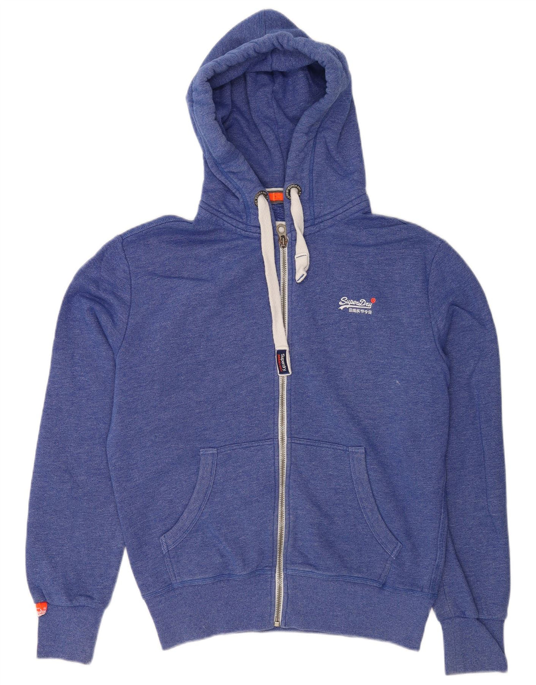 Męski sweter z kapturem i zamkiem Superdry, średnioniebieski, bawełniany
