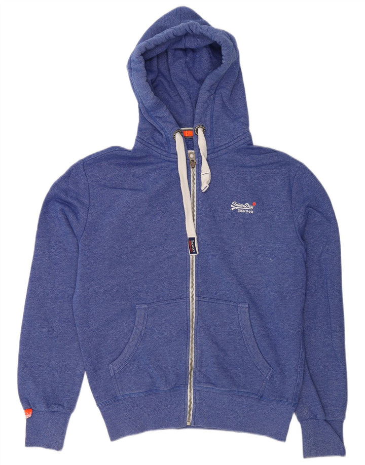 Męski sweter z kapturem i zamkiem Superdry, średnioniebieski, bawełniany