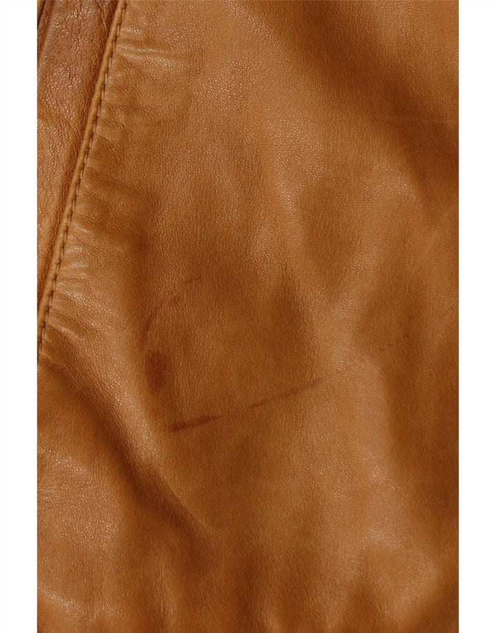 Vintage męska kurtka skórzana UK 40 duża brązowa skóra