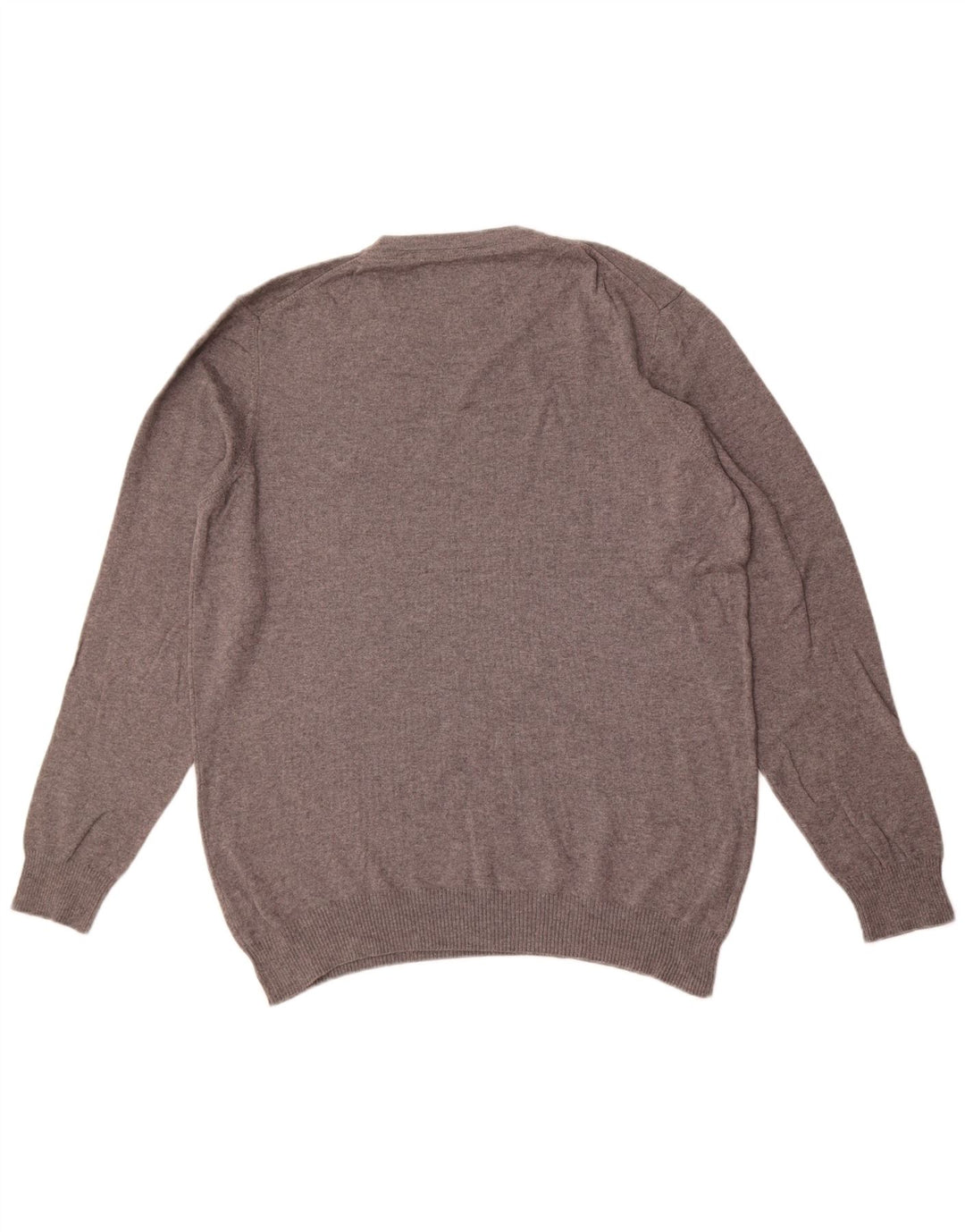 Męski sweter z dekoltem w kształcie litery V, duży, szary, bawełniany Lyle & Scott