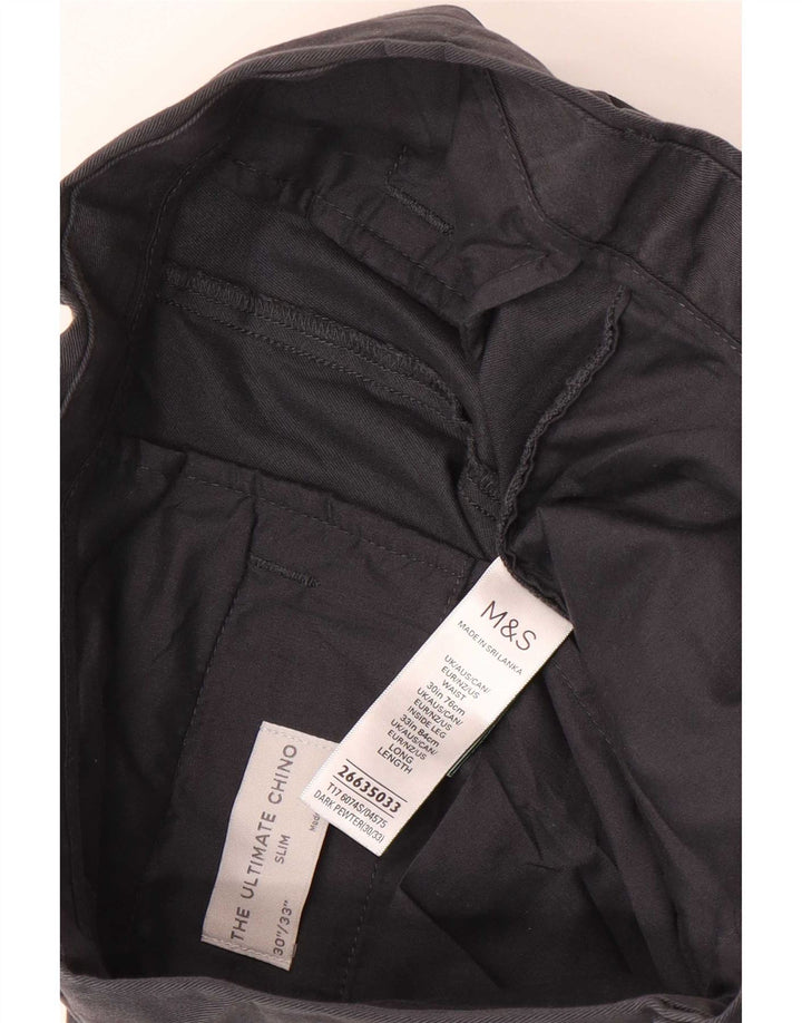 Marks & Spencer Męskie spodnie Chino W30 L33 Szara bawełna