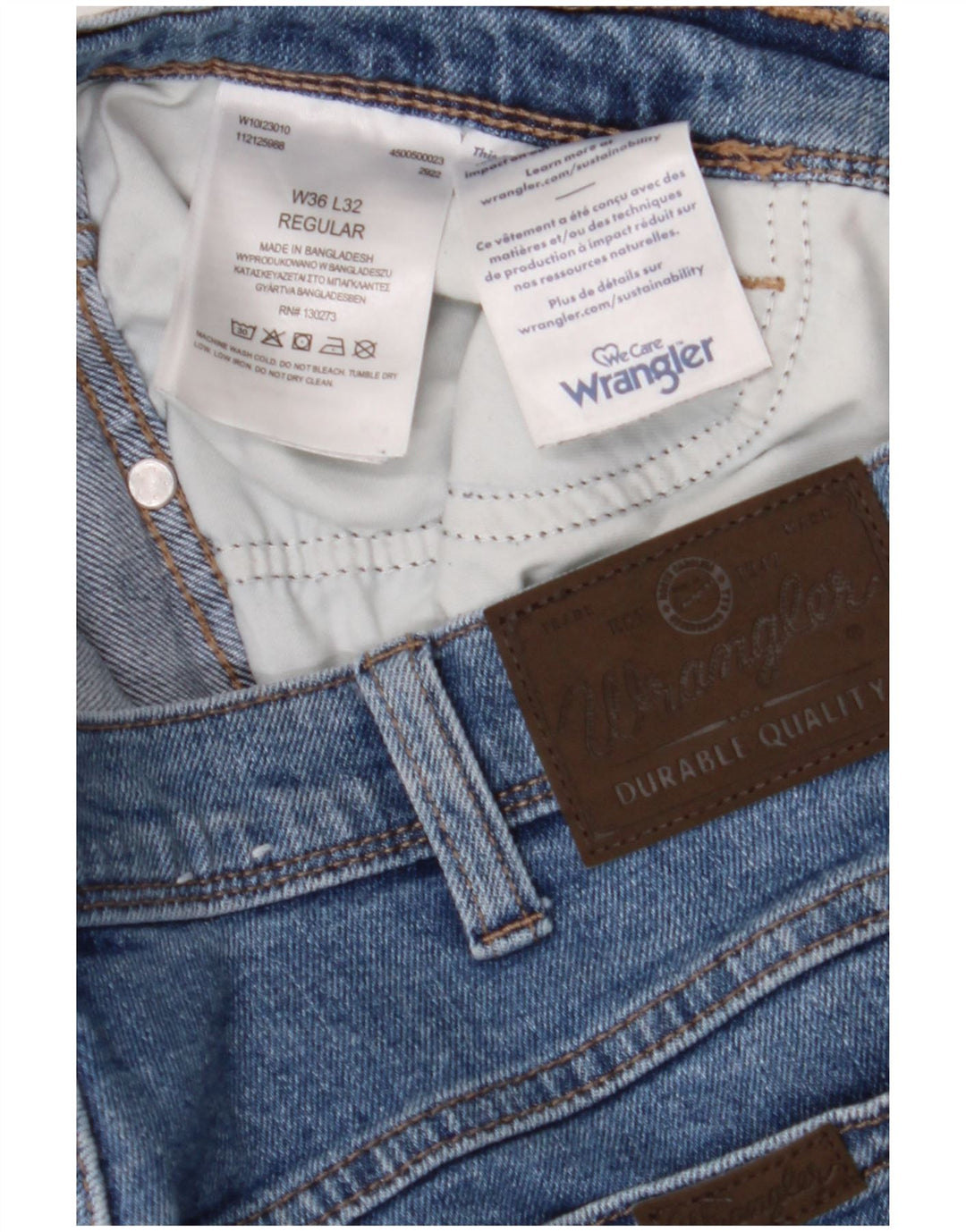 Męskie jeansy Wrangler o prostym kroju W36 L32, niebieskie, bawełniane