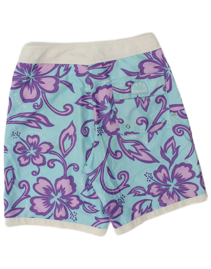 SUNDEK Mens Swimming Shorts Small  Blue Floral