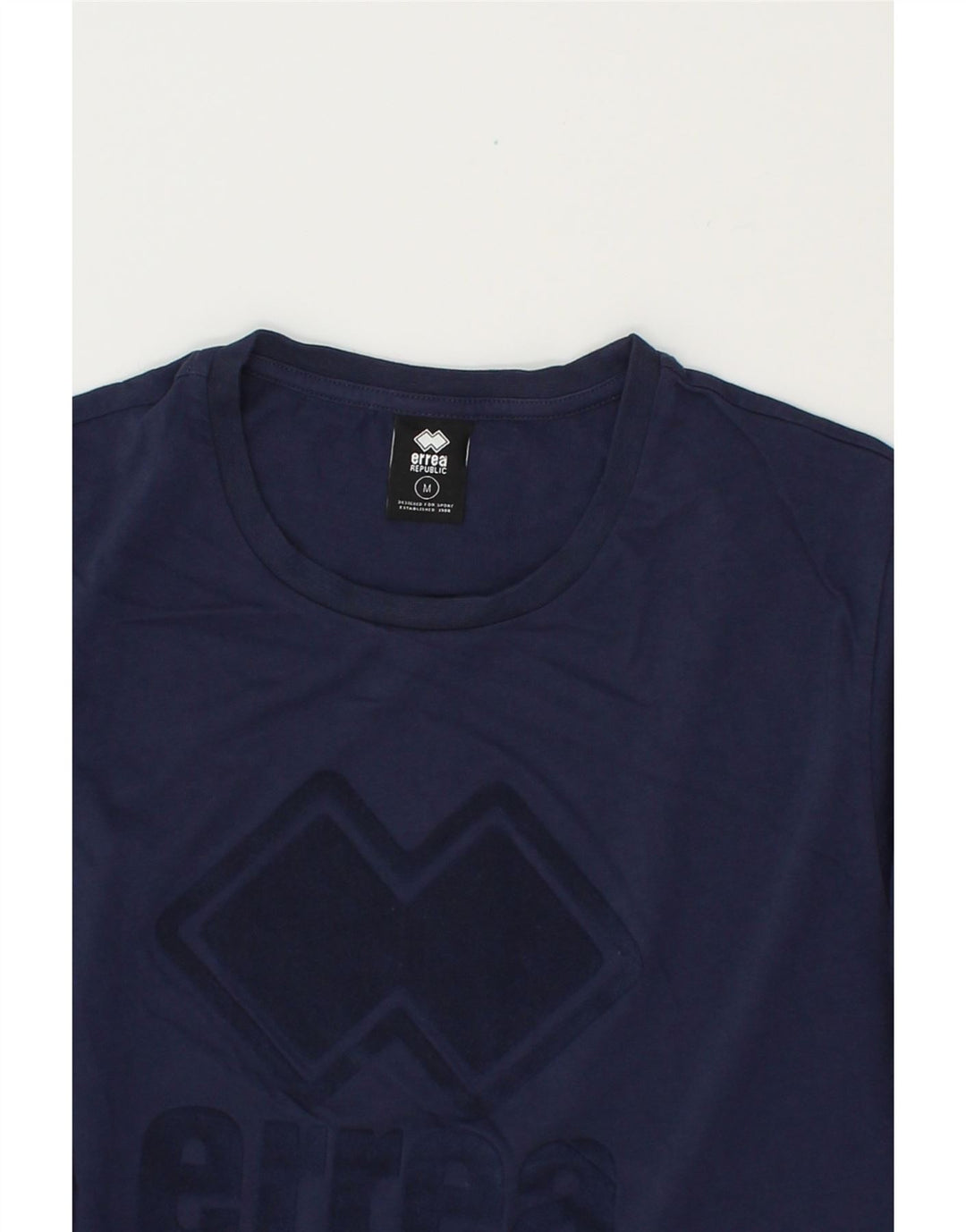 ERREA Mens Graphic Top Long Sleeve Medium Navy Blue Cotton Vintage Errea and Second-Hand Errea from Messina Hembry 
