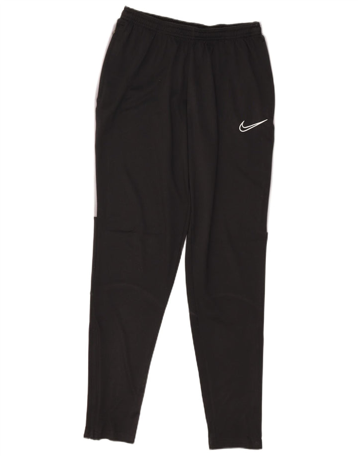 Męskie spodnie dresowe Nike, średniej wielkości, czarne, z blokami kolorów, poliestrowe, sportowe
