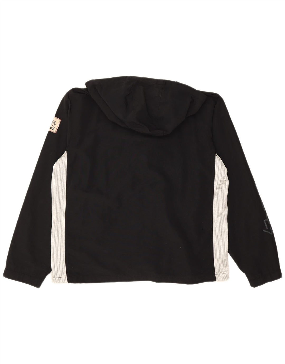 Męska kurtka przeciwdeszczowa z kapturem i grafiką MURPHY & NYE UK 36, mała czarna, z blokami kolorów