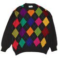 Męski sweter z wycięciem pod szyją Benetton IT 50 Średni szary Argyle/Diament