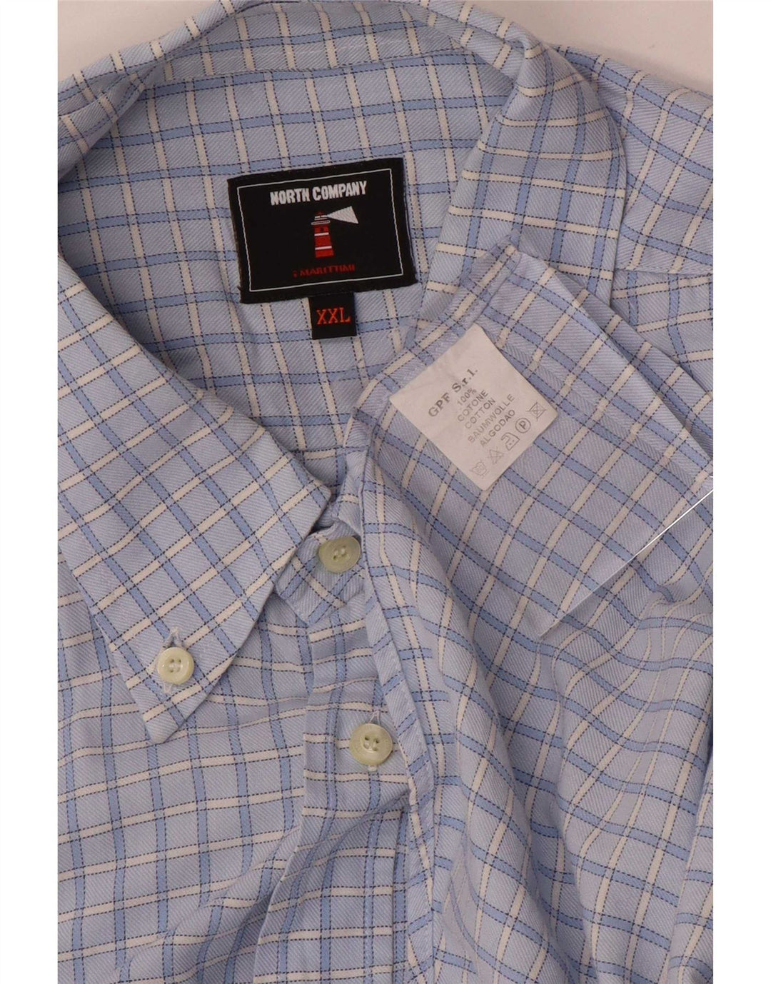Koszula męska w stylu vintage 2XL, bawełniana niebieska kratka