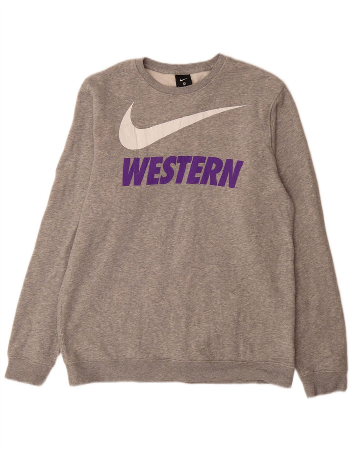 Męska bluza z grafiką Nike, średnia, szara, bawełniana nakrapiana