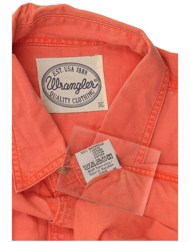 Męska koszula z krótkim rękawem Wrangler XL, pomarańczowa, bawełniana