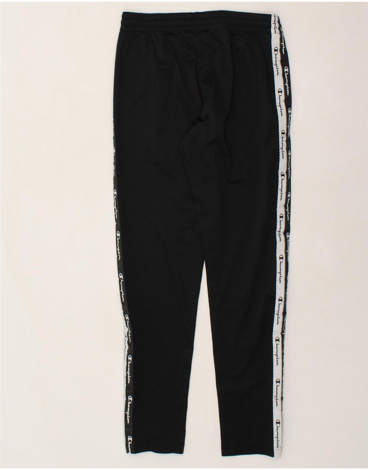 CHAMPION Mens Graphic Tracksuit Trousers Small Black Polyester Vintage Champion and Second-Hand Champion from Messina Hembry 