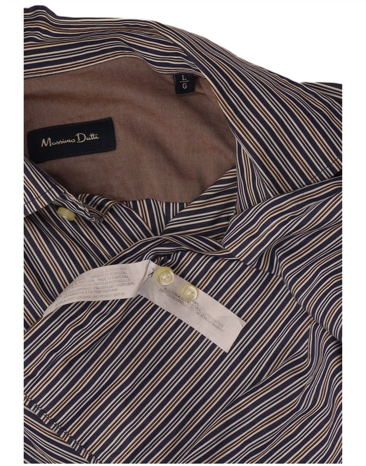 Koszula męska Massimo Dutti, duża, bawełniana w niebieskie paski