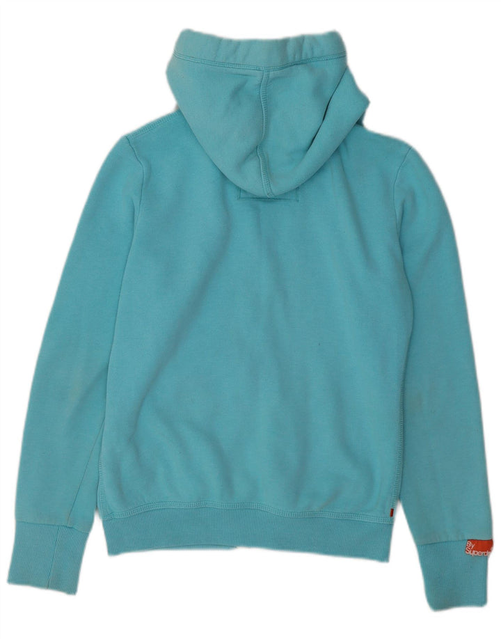 SUPERDRY Damski sweter z kapturem i zamkiem UK 10 Small, niebieski, bawełniany