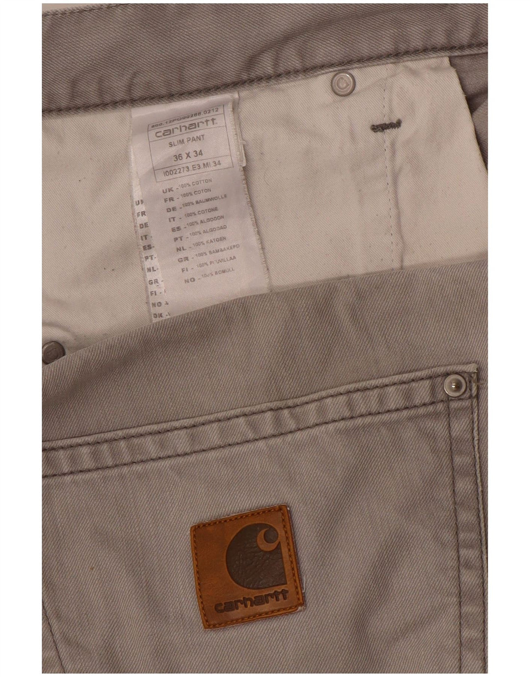 Męskie spodnie typu slim casual CARHARTT W36 L34 Szara bawełna