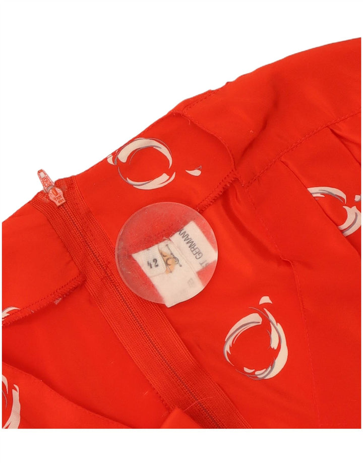 Vintage damska sukienka maxi z abstrakcyjnym wzorem i rękawem 3/4 EU 42, duża czerwona