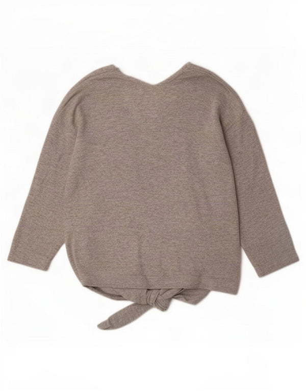 Marks & Spencer Damski sweter z 3/4 rękawami i dekoltem w kształcie litery V, UK 14, duży szary