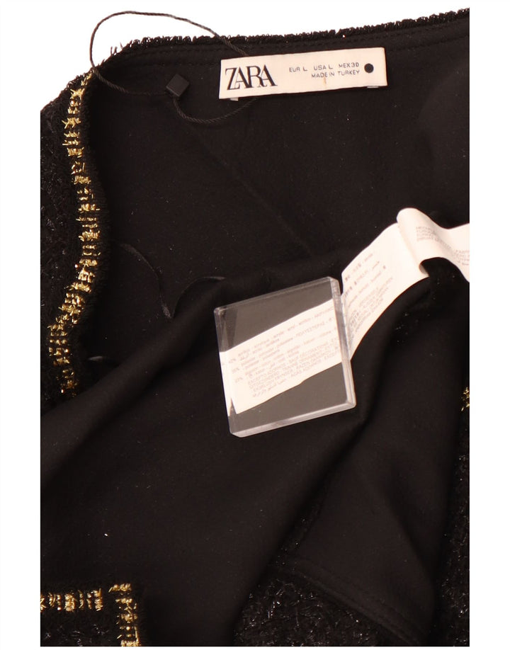 Tunika damska ZARA na jedno ramię Top UK 14, duży, czarny, nakrapiany akryl