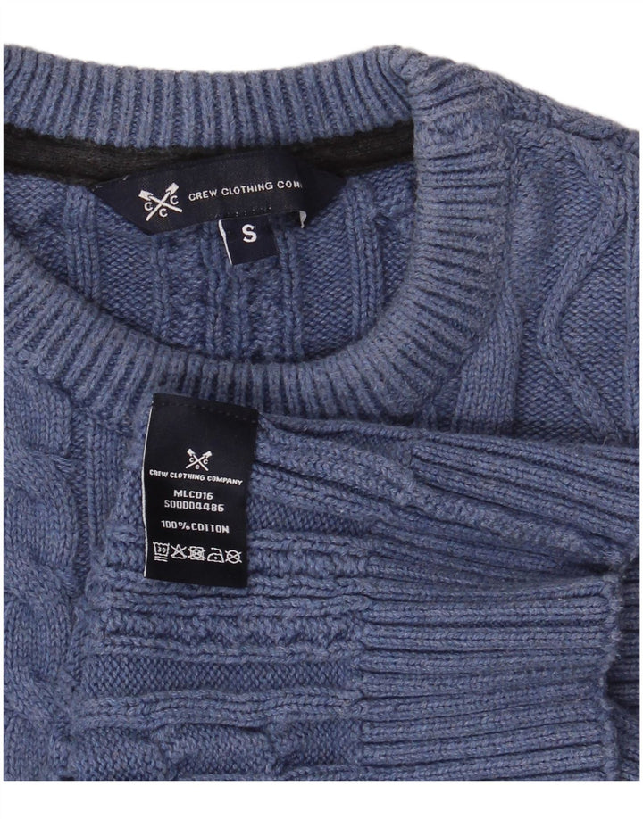 Crew Clothing Męski sweter z okrągłym dekoltem, mały, niebieski, bawełniany
