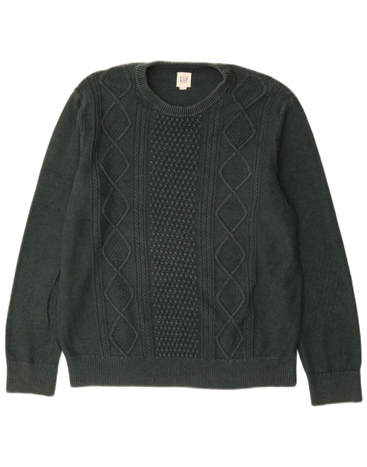 Męski sweter Gap z okrągłym dekoltem, duży, zielony, bawełniany