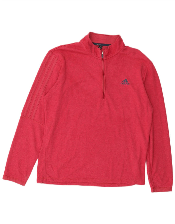 Męski sweter dresowy ADIDAS z zamkiem błyskawicznym, średni różowy, bawełniany