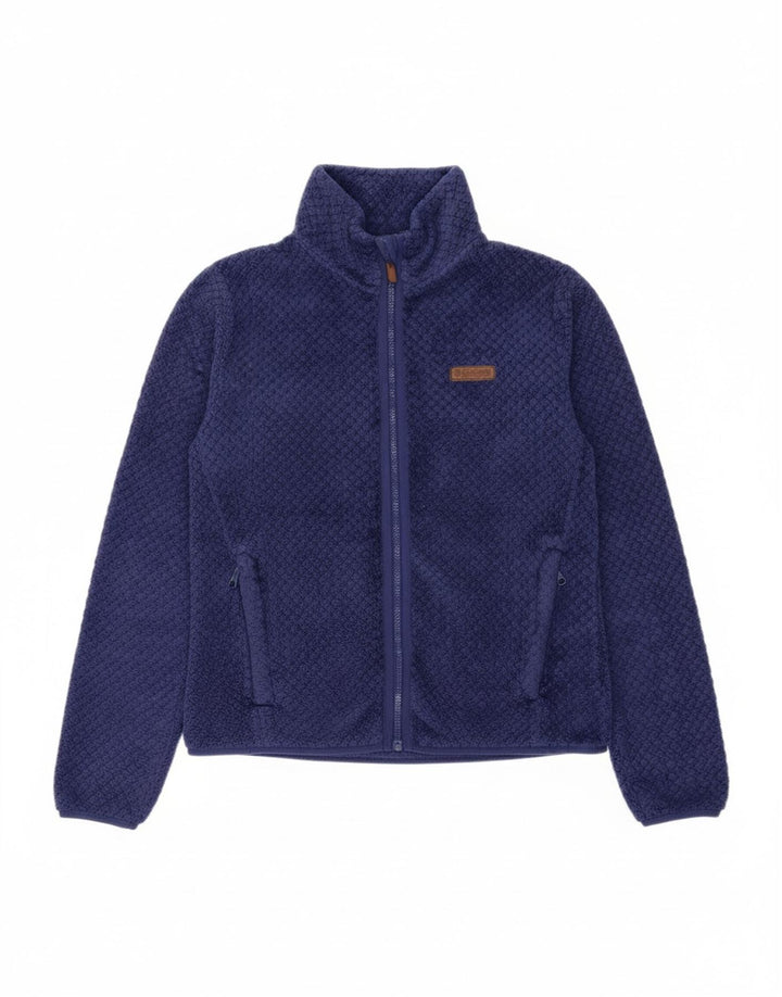 COLUMBIA Womens Fleece Jacket UK 14 Medium Navy Blue Polyester