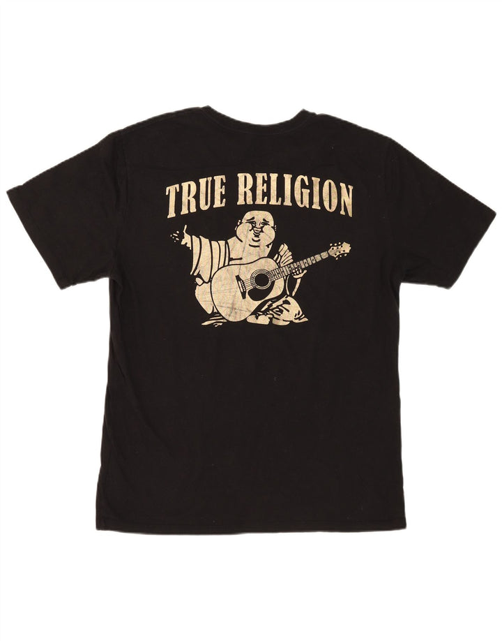 Męski T-shirt z grafiką True Religion, duży, czarny, bawełniany