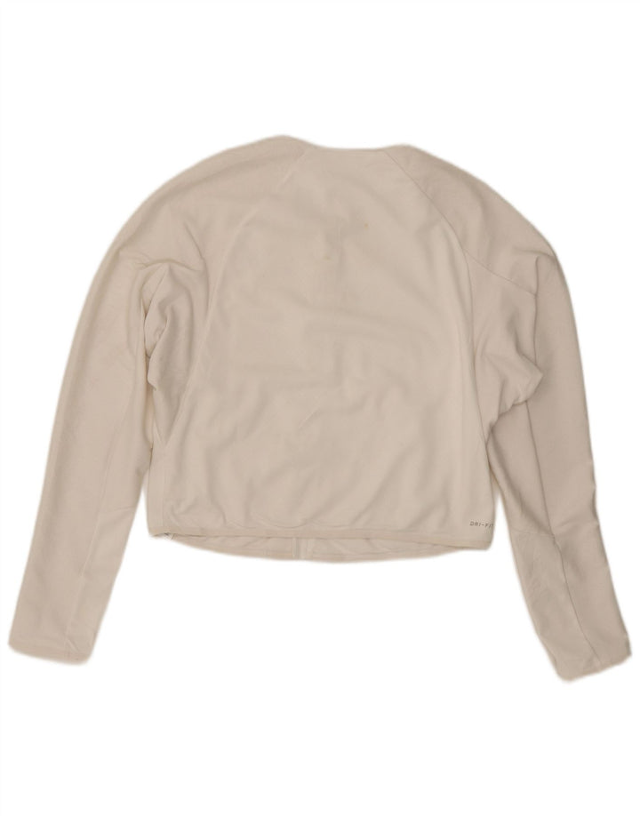 Damska kurtka dresowa Nike Dri Fit Crop Top UK 16, duża, biała, poliestrowa