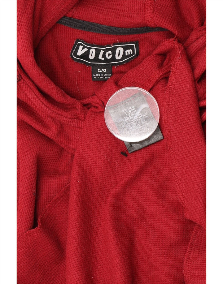Męski sweter z kapturem i guzikami Volcom, duży, czerwony, bawełniany
