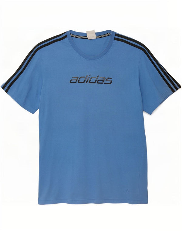 Męska koszulka z grafiką Adidas, duża, niebieska, bawełniana