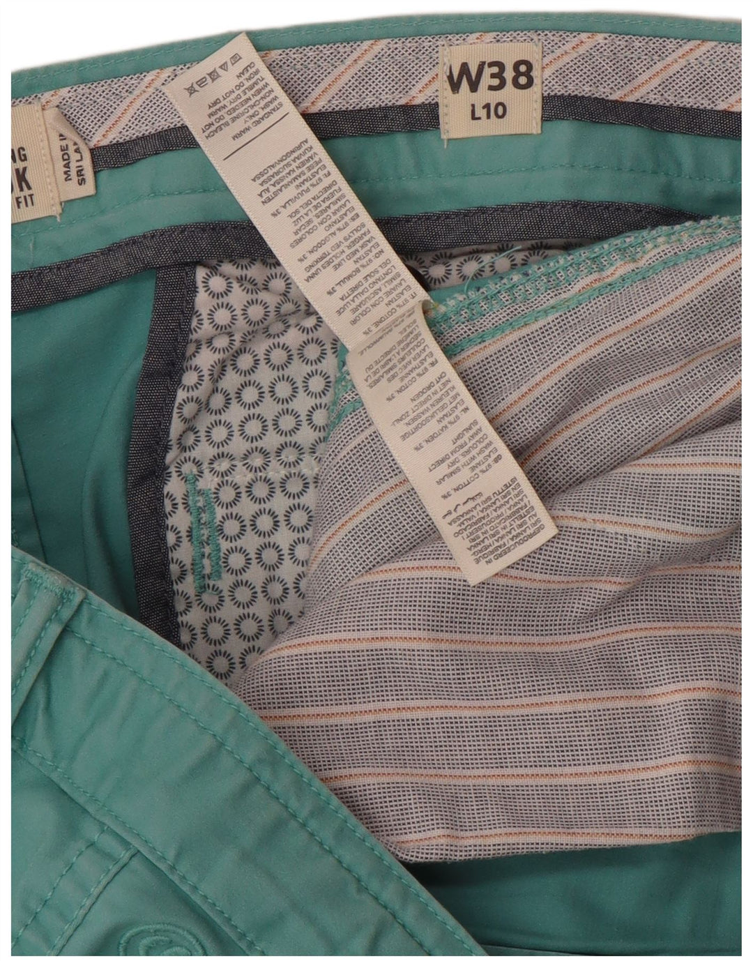 Męskie spodenki chino FAT FACE W38 XL, turkusowa bawełna