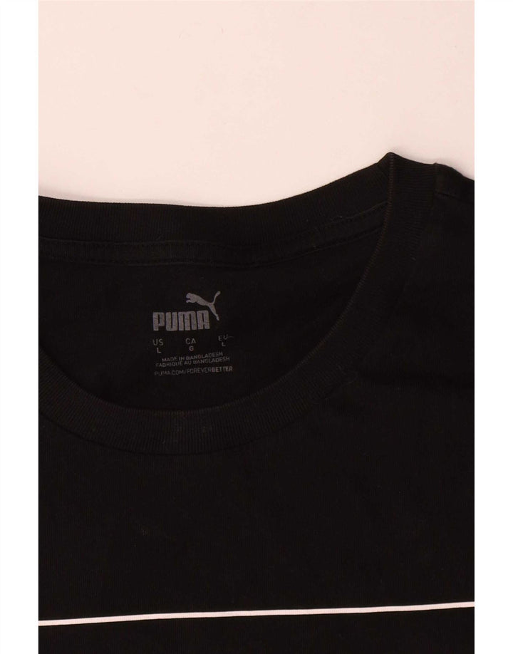 Męski T-shirt z grafiką Puma, duży, czarny, bawełniany