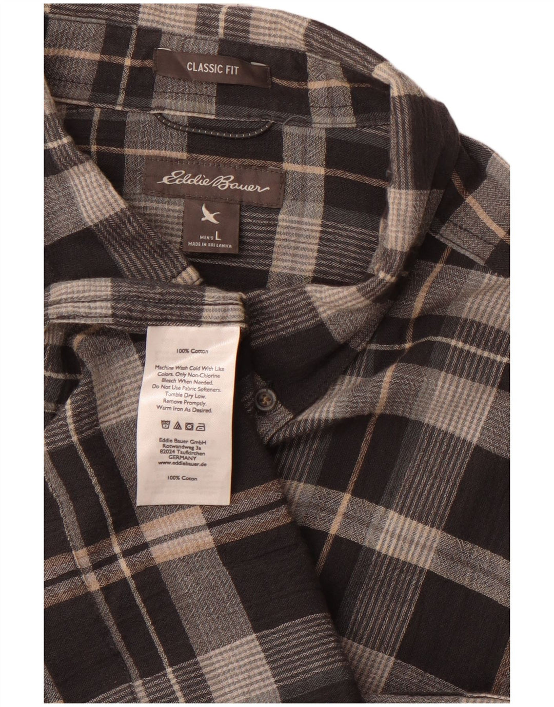 EDDIE BAUER Męska koszula flanelowa o klasycznym kroju, duża, szara, bawełniana w kratę