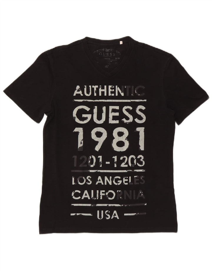 Męski T-shirt Guess z grafiką, średni czarny