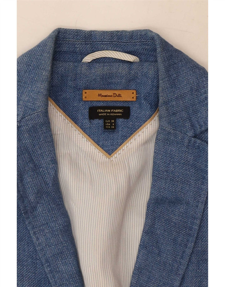 Damska marynarka zapinana na 1 guzik Massimo Dutti EU 38 Small Blue Linen