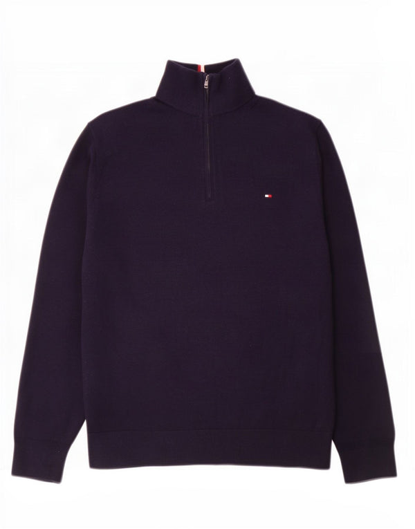 Tommy Hilfiger Męski sweter z zamkiem błyskawicznym XL, granatowy, bawełniany