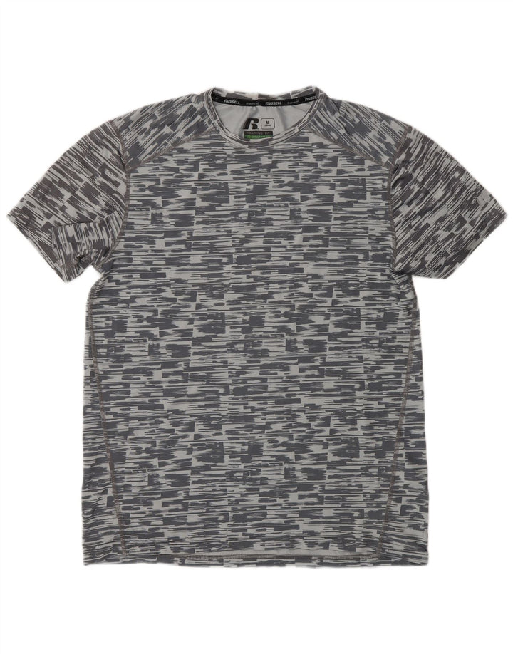 Męski T-shirt RUSSELL ATHLETIC Dri-Power Top w kolorze średnioszarym w prążki