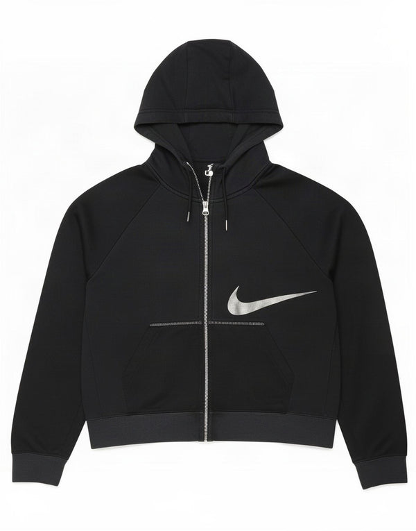 Damski sweter z kapturem i zamkiem błyskawicznym z grafiką Nike, UK 6 XS, szara bawełna