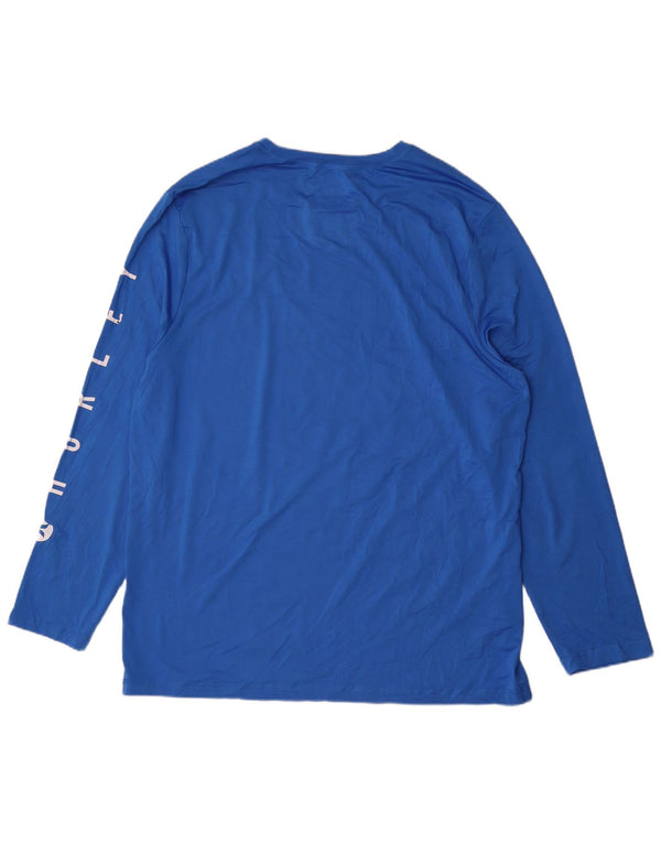 Męski top z grafiką Hurley, długi rękaw, XL, niebieski, poliester