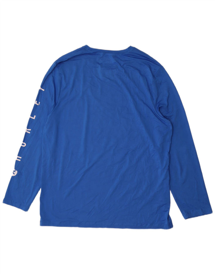 Męski top z grafiką Hurley, długi rękaw, XL, niebieski, poliester