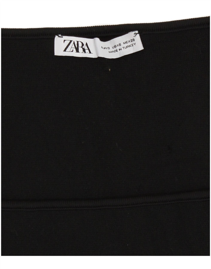 Damski krótki top Zara z długim rękawem, UK 8, mały czarny