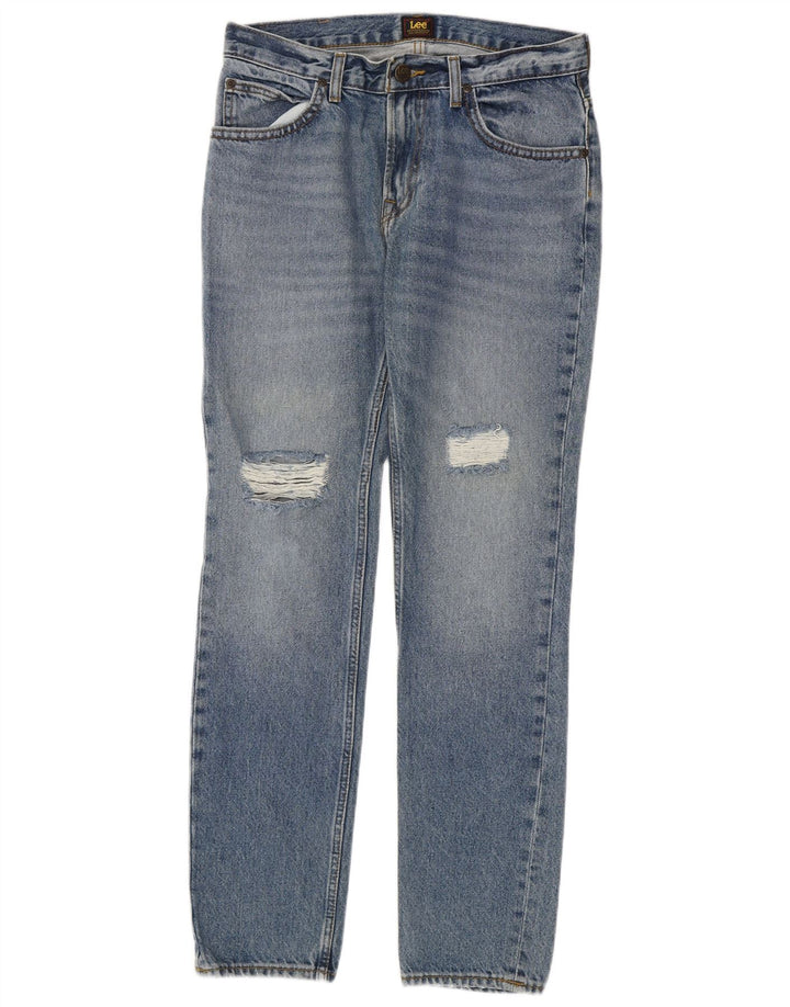 Damskie jeansy Lee Rider Distressed W30 L32 Niebieskie, bawełniane