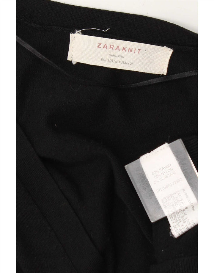 Sweter damski Zara Cardigan UK 14 Średni czarny sztuczny jedwab