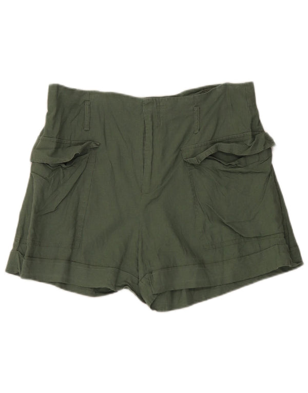 Damskie spodenki cargo z wysokim stanem Zara XL W32, zielone lniane