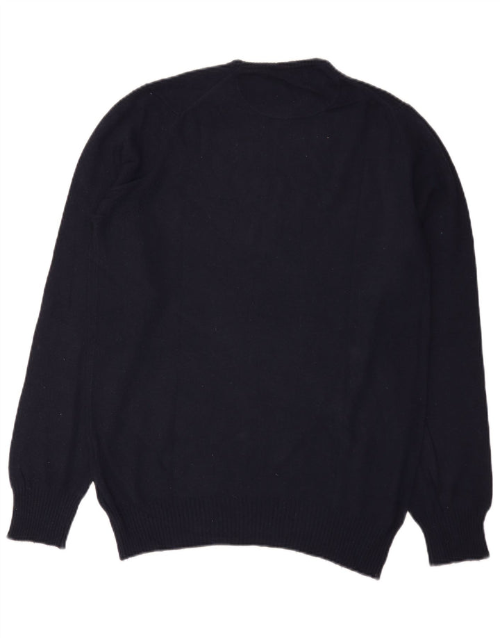 Męski sweter Zara z okrągłym dekoltem, duży, granatowy