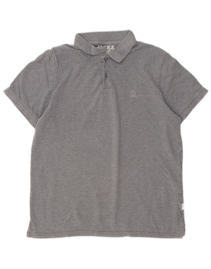Męska koszulka polo Jack & Jones, średnia szara bawełna w cętki