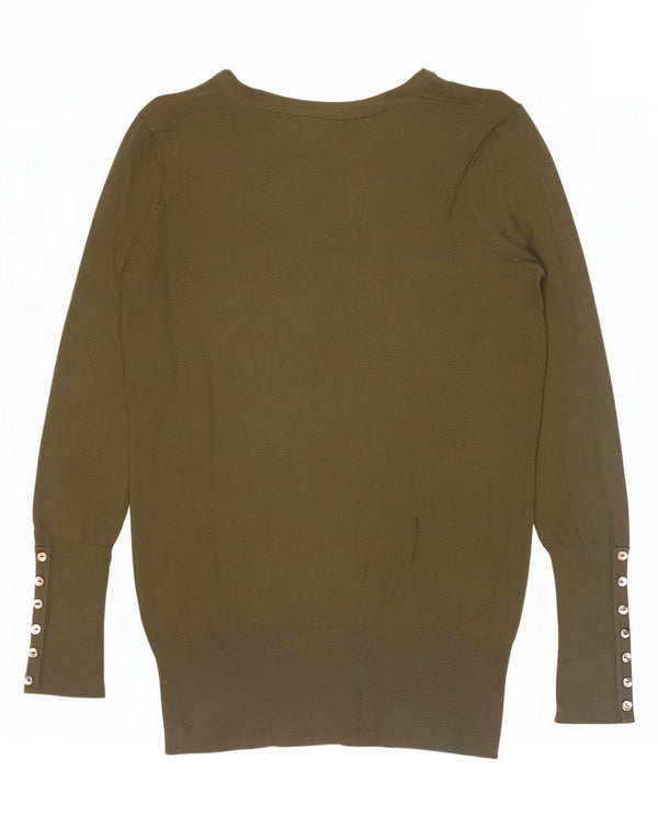 Damski sweter Zara z dekoltem w kształcie litery V, UK 14, duży Rayon khaki
