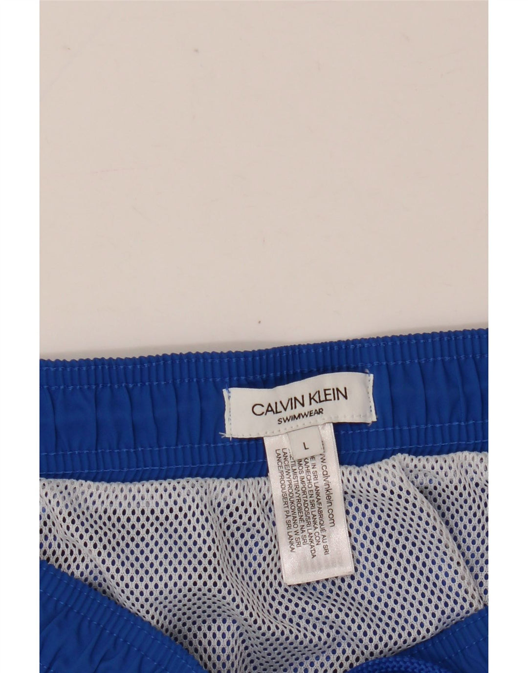 Męskie spodenki kąpielowe Calvin Klein z grafiką, duże, niebieskie, poliestrowe z blokami kolorów