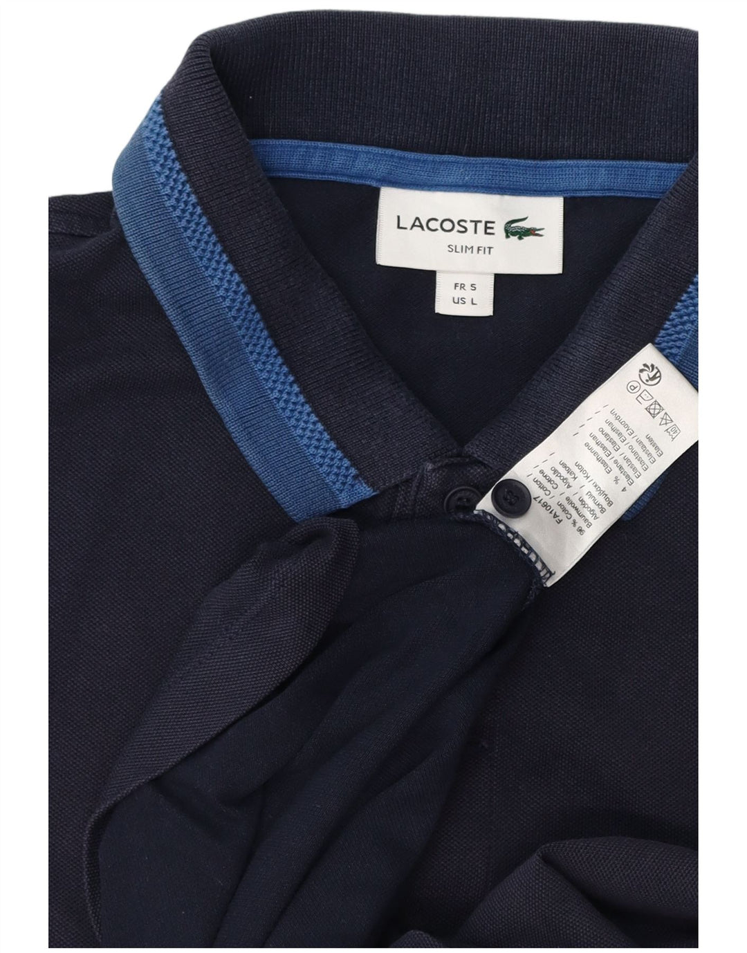 Męska koszulka polo LACOSTE Slim Fit, rozmiar 5, duża, granatowa, bawełniana