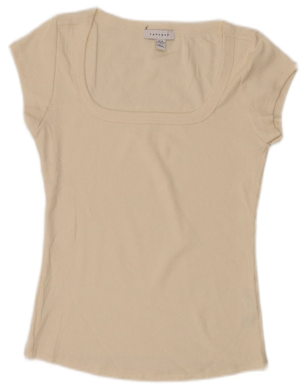 Damska koszulka Crop Topshop UK 12, średnia, złamanej bieli, bawełniana