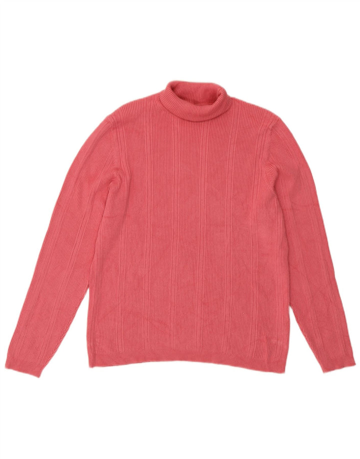 Marks & Spencer Damski sweter z golfem UK 16, duży, różowy, wiskoza